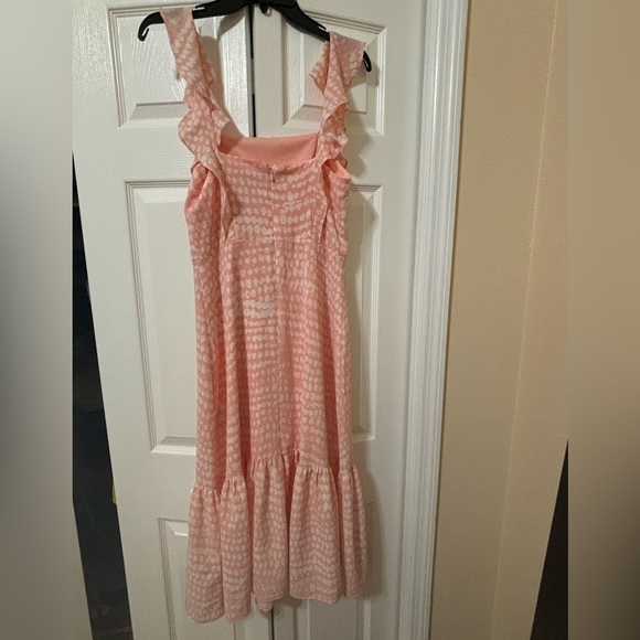BCBG pink and white midi dress ruffled straps - Picture 4 of 7